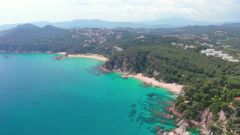 Lloret de Mar, Spain: Aerial view of resort town on Costa Brava near Barcelona 库存影片 197278712