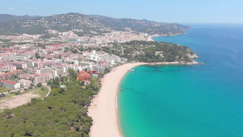 Lloret de Mar, Spain: Aerial view of resort town on Costa Brava near Barcelona 库存影片 197281886