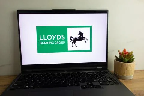 Lloyds Banking Group plc logo on laptop Stock Photos