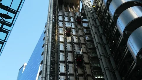 Lloyd’s Building Exterior Elevators and High-Tech Architecture in London Stock Footage 332969042