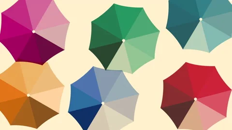 Llustrated umbrella pattern repeats seamlessly. Stock Footage 194538515