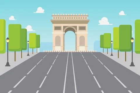 Llustration of the Arc de Triomphe in Paris France. Stock Illustration