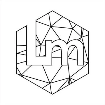 LM geometric triangle block chain font Stock Illustration