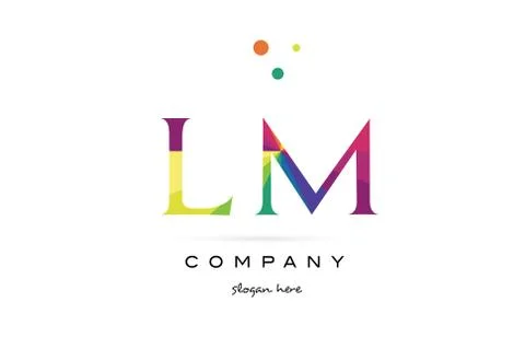 Lm l m  creative rainbow colors alphabet letter logo icon Illustrazione stock