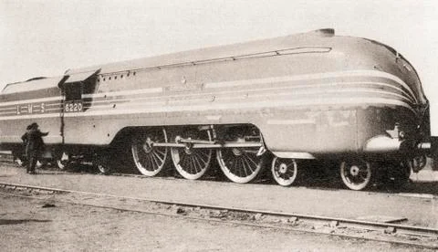 The L.M.S. 4-6-2 streamlined locomotive "Coronation". These high speed loco Stock Photos