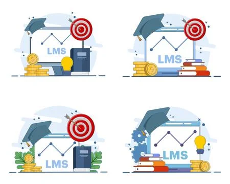 LMS education illustration set featuring learning management systems 스톡 일러스트