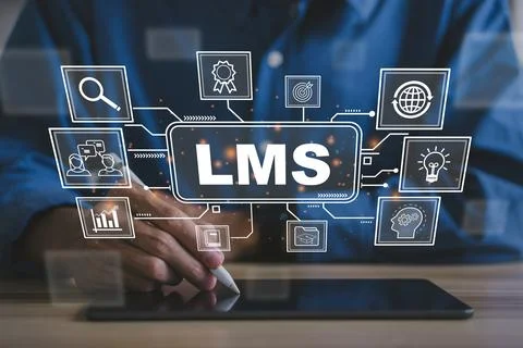 LMS - Learning Management System for lesson and online education, course, a.. Stock Photos