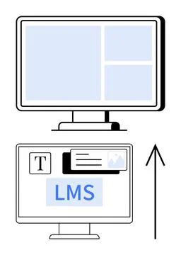LMS Learning Management System Software Interface on Computer Monitors with.. Stock Illustration