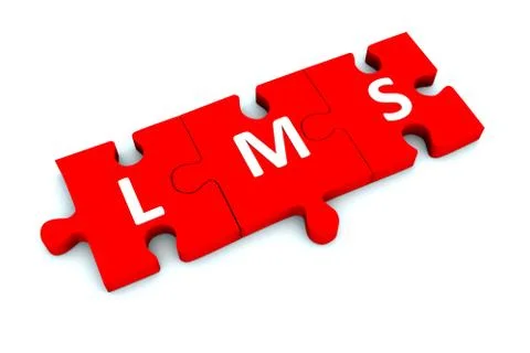 LMS puzzle white background concept 3D illustration Stock Illustration