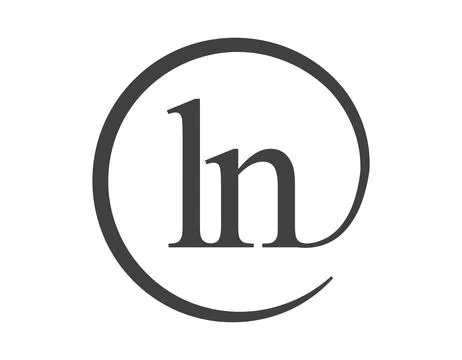 LN logo from two letter with circle shape email sign style. L and N round l.. Stock Illustration
