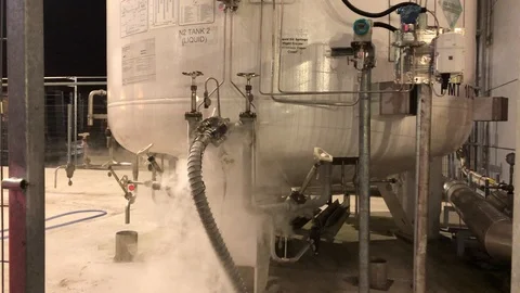 LN2 gas system. Stock Footage 104269694