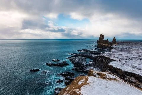 Lndrangar in a winter day Stock Photos