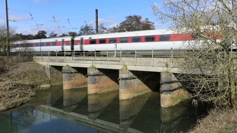 LNER Azuma train, Class 800, Peterborough, Cambridgeshire Stock Footage 150268295