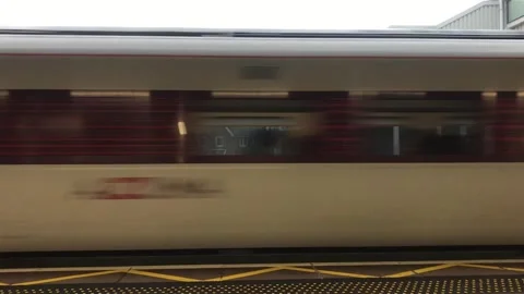 LNER Azuma train passing at high speed Stock Footage 301698712