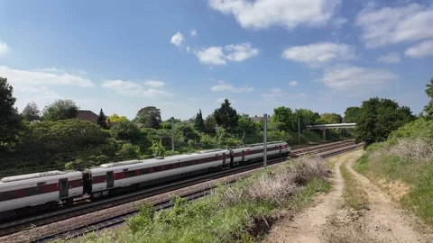 LNER Trains at Sandy Stock Footage 313693203