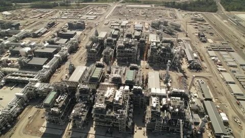 LNG Canada construction process area Stock Footage 250638193