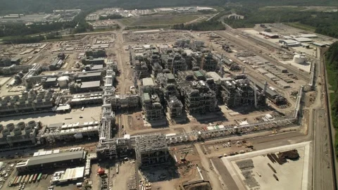 LNG Canada construction process area overview Stock Footage 250641145