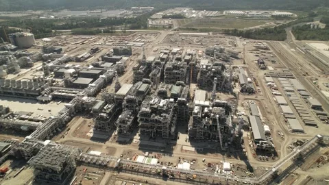 LNG Canada construction process area Stock Footage 250641813