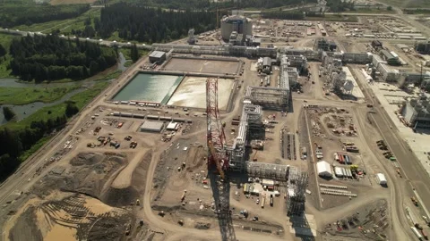 LNG Canada Flare Stack Stock Footage 250639681