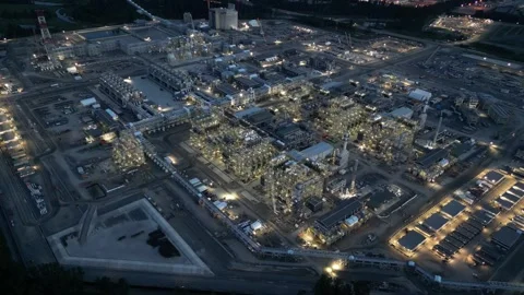 LNG Canada Process area at night Stock Footage 250630291