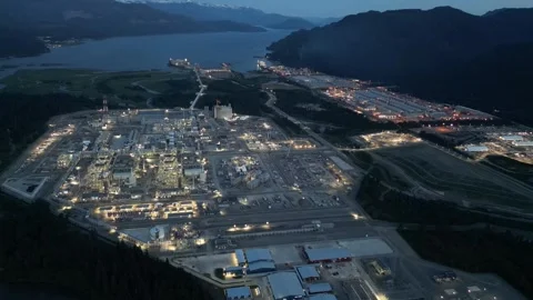 LNG Canada Process area at night Stock Footage 250630663