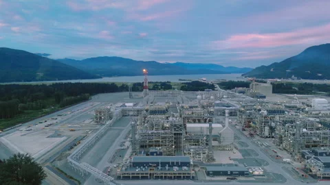 An LNG processing and shipping facility near Kitimat, BC, Part 1 Stock Footage 317958462