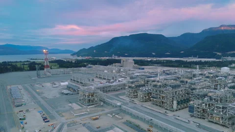 An LNG processing and shipping facility near Kitimat, BC, Part 2 Stock Footage 317960813