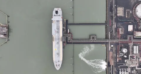 LNG regasification terminal, the outer port, a discharging and storage Stock Footage 267955731