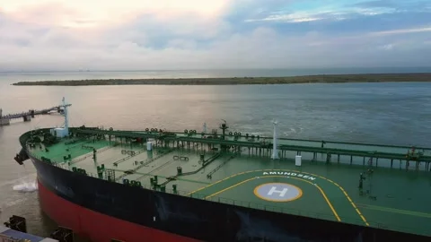 LNG Ship Preparing for Fill-up Stock Footage 332027332
