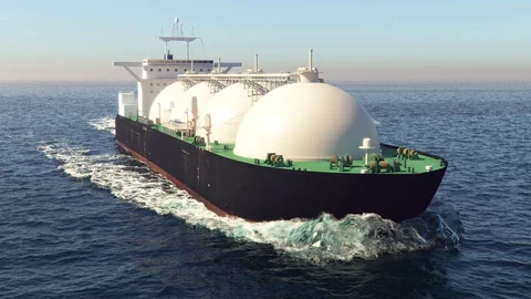 LNG tanker floating in the ocean Stock Footage 87127984