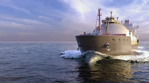 LNG tanker floating in the ocean Video stock 109388701