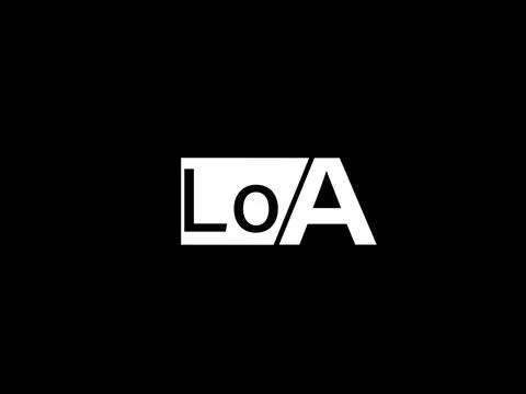 LOA Logo and Graphics design vector art, Icons isolated on black background Illustrazione stock