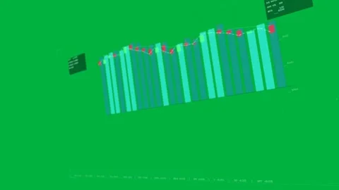 On load 3D bar chart rotating on transparent background markers tracing trend Stock Footage 333907329