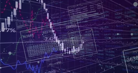 On load 3D chart unfolding, candlesticks rising and falling, panels sliding, Stock Footage 329505336
