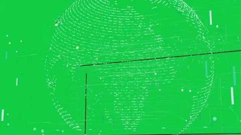 On load 3D globe rotating, grid shifting in, nodes pulsing, showing data on Stock Footage 337142626