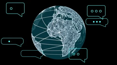 On load 3D globe rotating as nodes emerging and beams linking hubs, visualizing Stock Footage 335652084