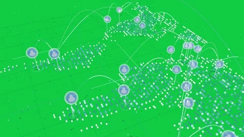On load 3D map evolving, nodes rising, arcs linking to show data flow with Stock Footage 337127222