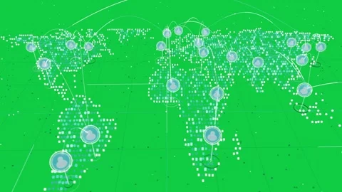On load 3D network forming map, markers, arcs animating, showing global data Stock Footage 337127217