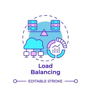 Load balancing multi color concept icon Stock Illustration