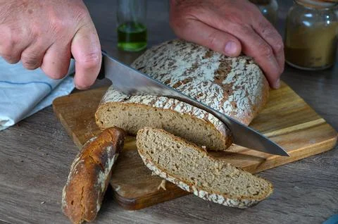 Load of bread on cutting board Stock Photos