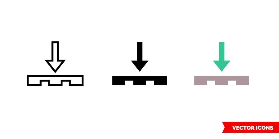 Load cargo icon of 3 types color, black and white, outline. Isolated vector s Stock Illustration
