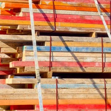 Load of contruction timber Foto stock