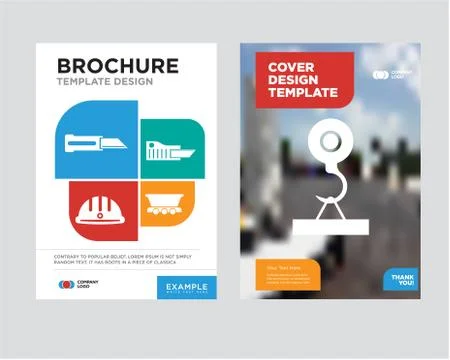 Load crane brochure flyer design template Stock Illustration