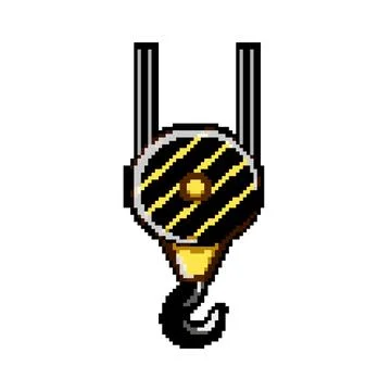 Load crane hook pixel art vector illustration Illustrazione stock