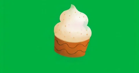 On load cupcake rotating clockwise to reveal wrapper details on transparent Stock Footage 317456694