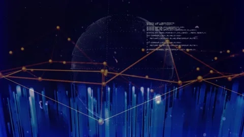 On load Cyber Security glass text pulsing reflecting with wire globe rotating to Stock Footage 329812411