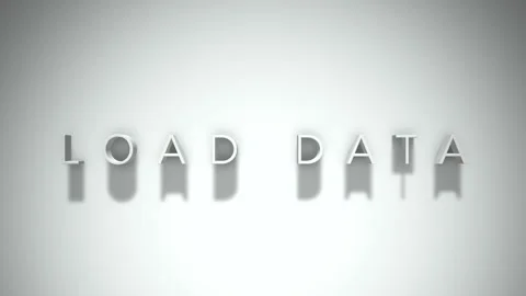Load Data 3D title animation with shadows on a white background Stock Footage 296606846