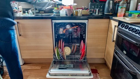 Load Dishwasher Stock Footage 123901452