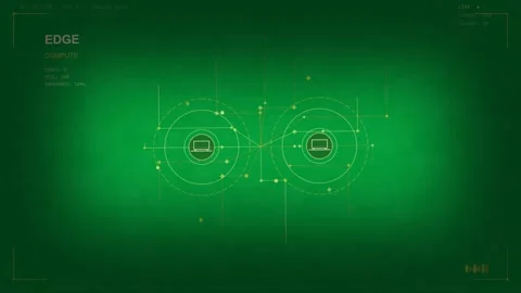 On load dual node HUD animating links and markers, showing data sync on Stock Footage 333907627