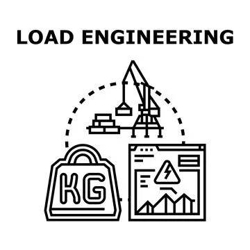 Load engineering concept with crane and data analysis Stock Illustration